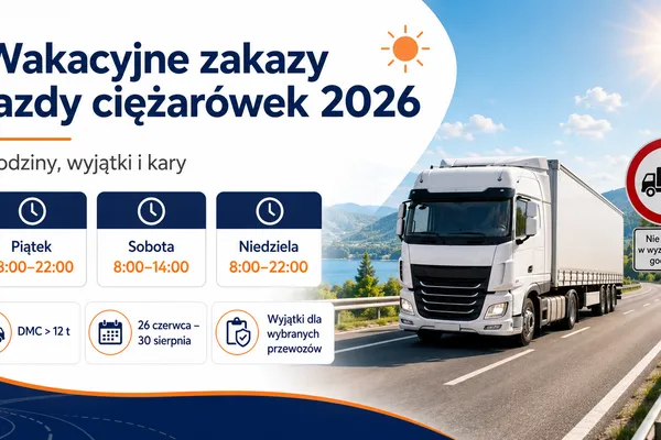Wakacyjne zakazy jazdy ciężarówek 2026: godziny, wyjątki i kary